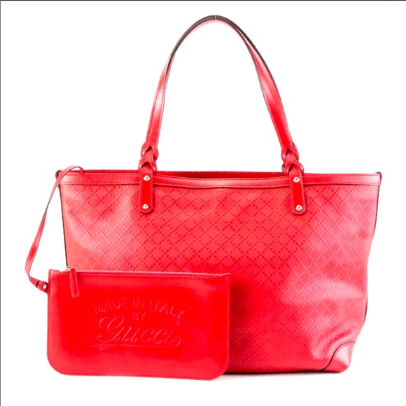Gucci Diamente Red Leather Tote with Pouch - Picture 1 of 6